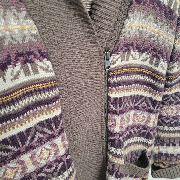 Eddie Bauer Mid Length Chunky Multicolor Knit Fair Isle Sweater Size Small - Picture 4 of 6